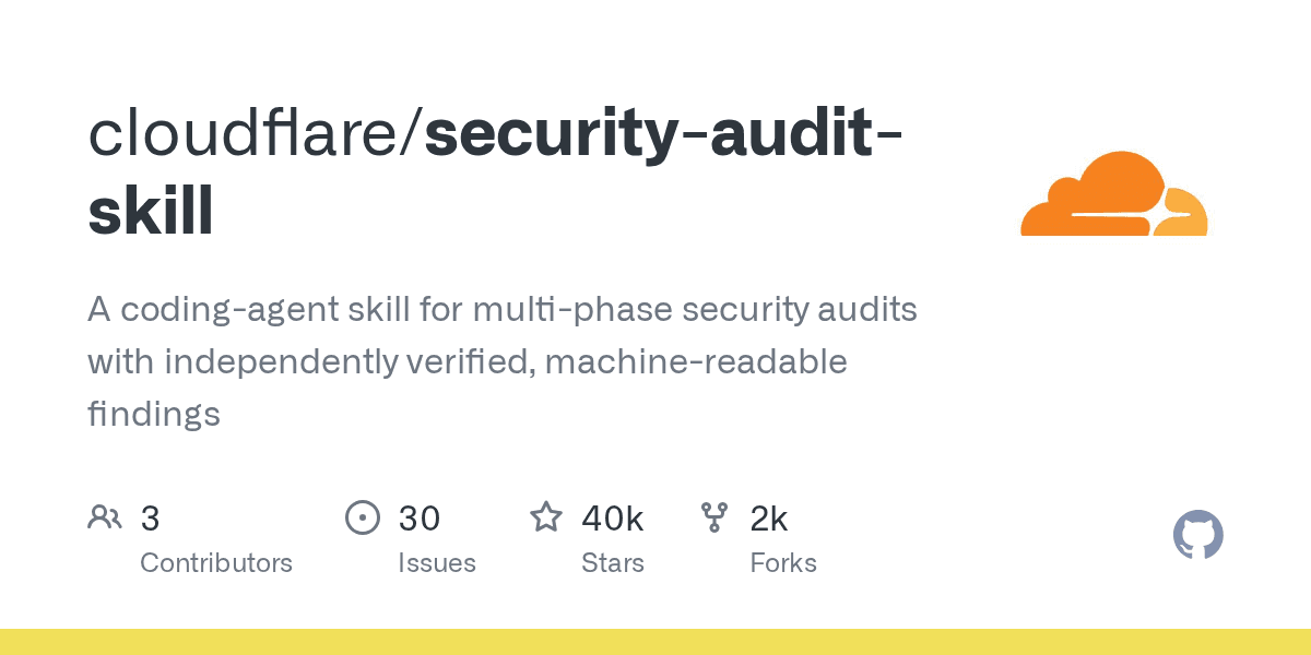 GitHub repository card for cloudflare/security-audit-skill