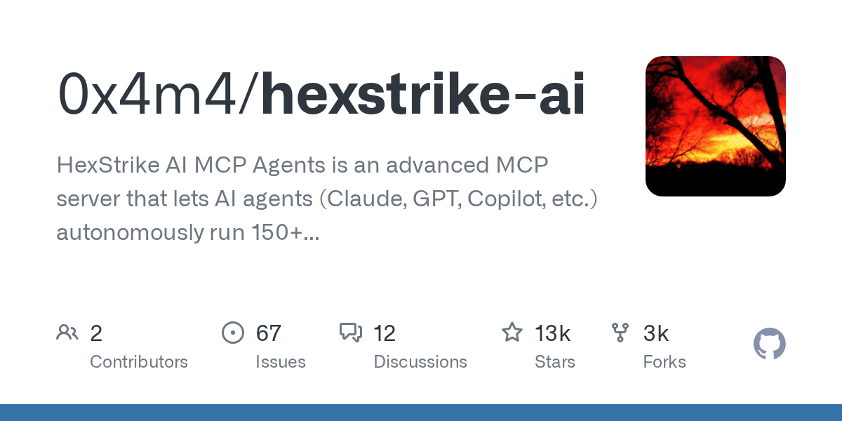 GitHub repository card for 0x4m4/hexstrike-ai
